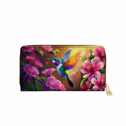 Shineful Leather Clutch Purse With Wristlet Strap Handle Enchanted Hummingbird