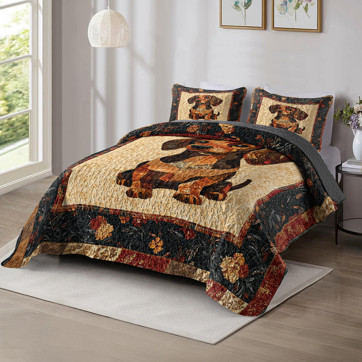 Shineful All Season Quilt 3-Piece Set Dachshund Delight