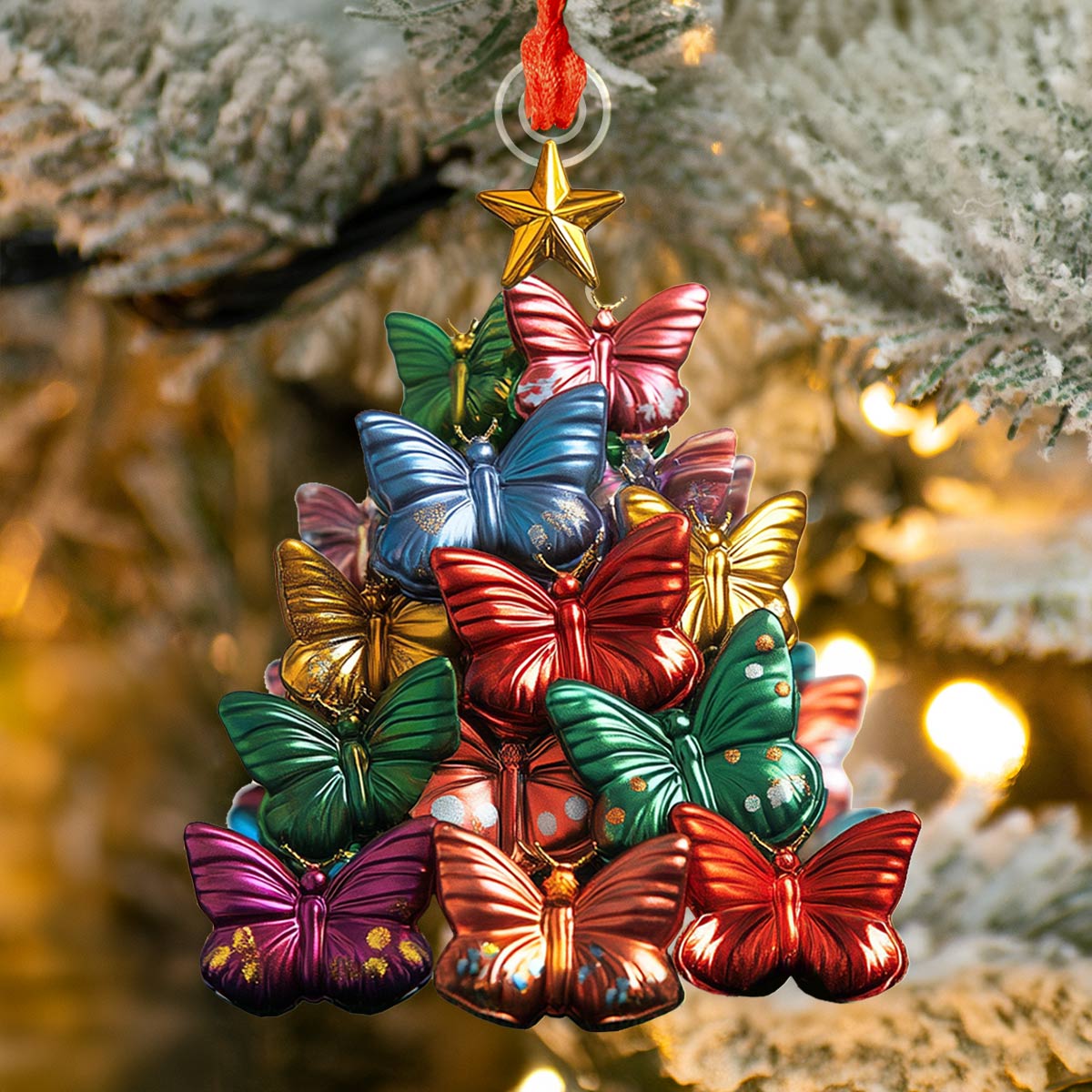 Shineful 2D Acrylic Ornament Butterfly Christmas Tree