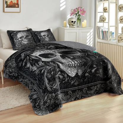 Shineful All Season Quilt 3-Piece Set - Mystic Shadows Skull