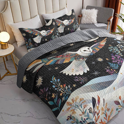 Shineful All Season Quilt 3-Piece Set - Celestial Flight Owl