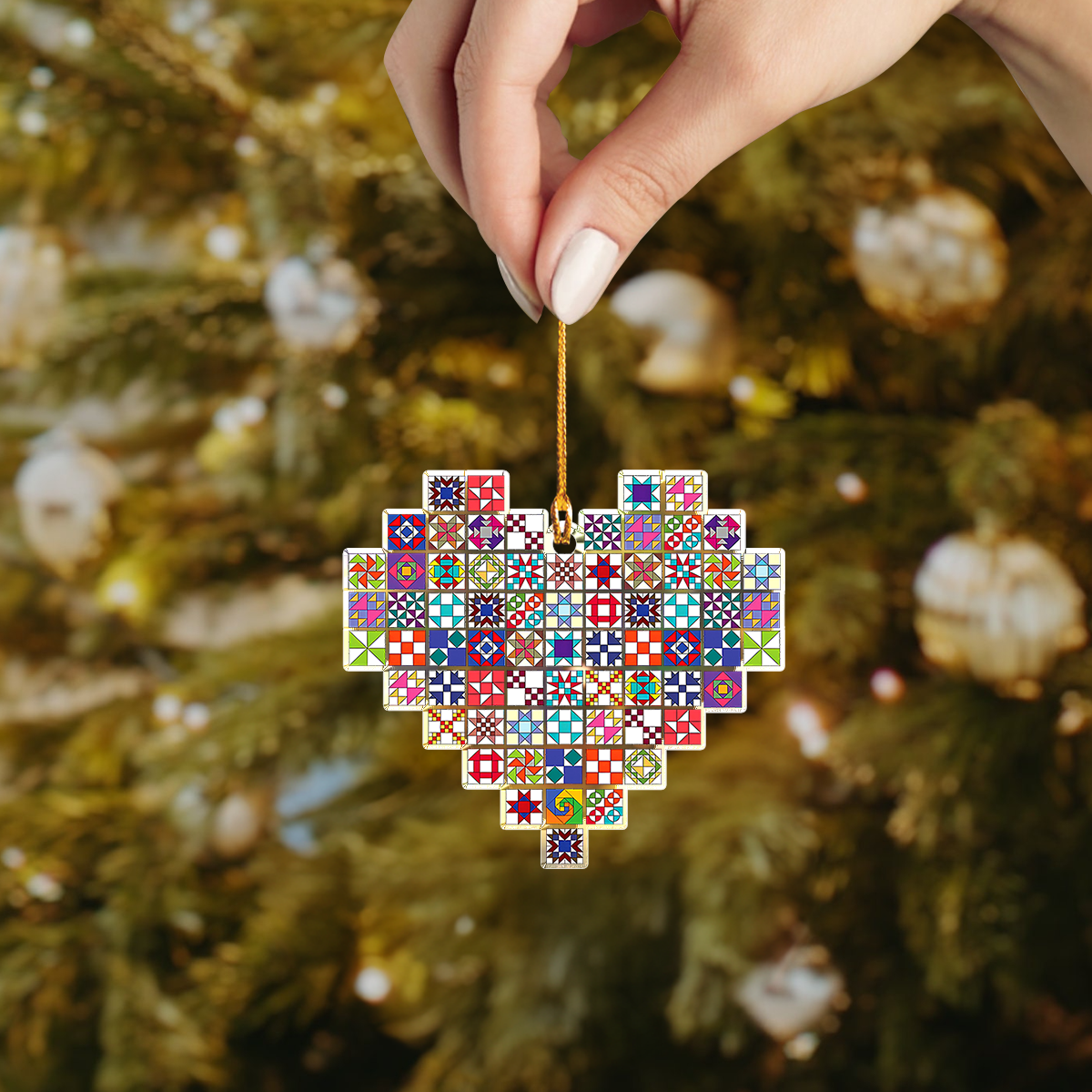 Shineful Decoration Ornament Quilting Blocks Heart