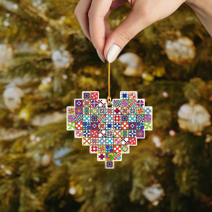 Shineful Decoration Ornament Quilting Blocks Heart