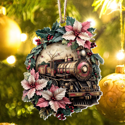 Glänzendes 2D-Ornament aus Acryl – Vintage-Weihnachtszug 