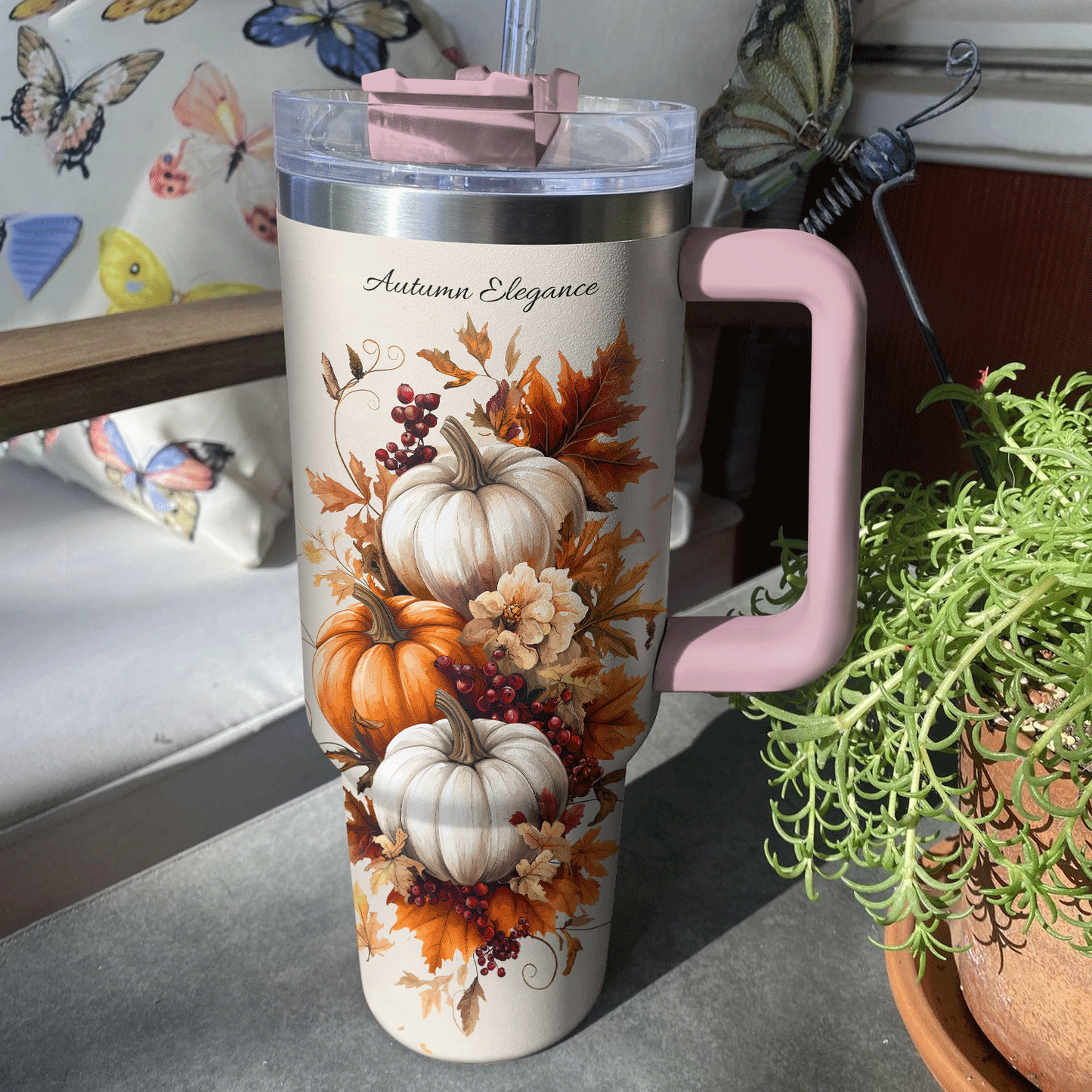 Shineful Tumbler Autumn Elegant Pumpkins And Florals