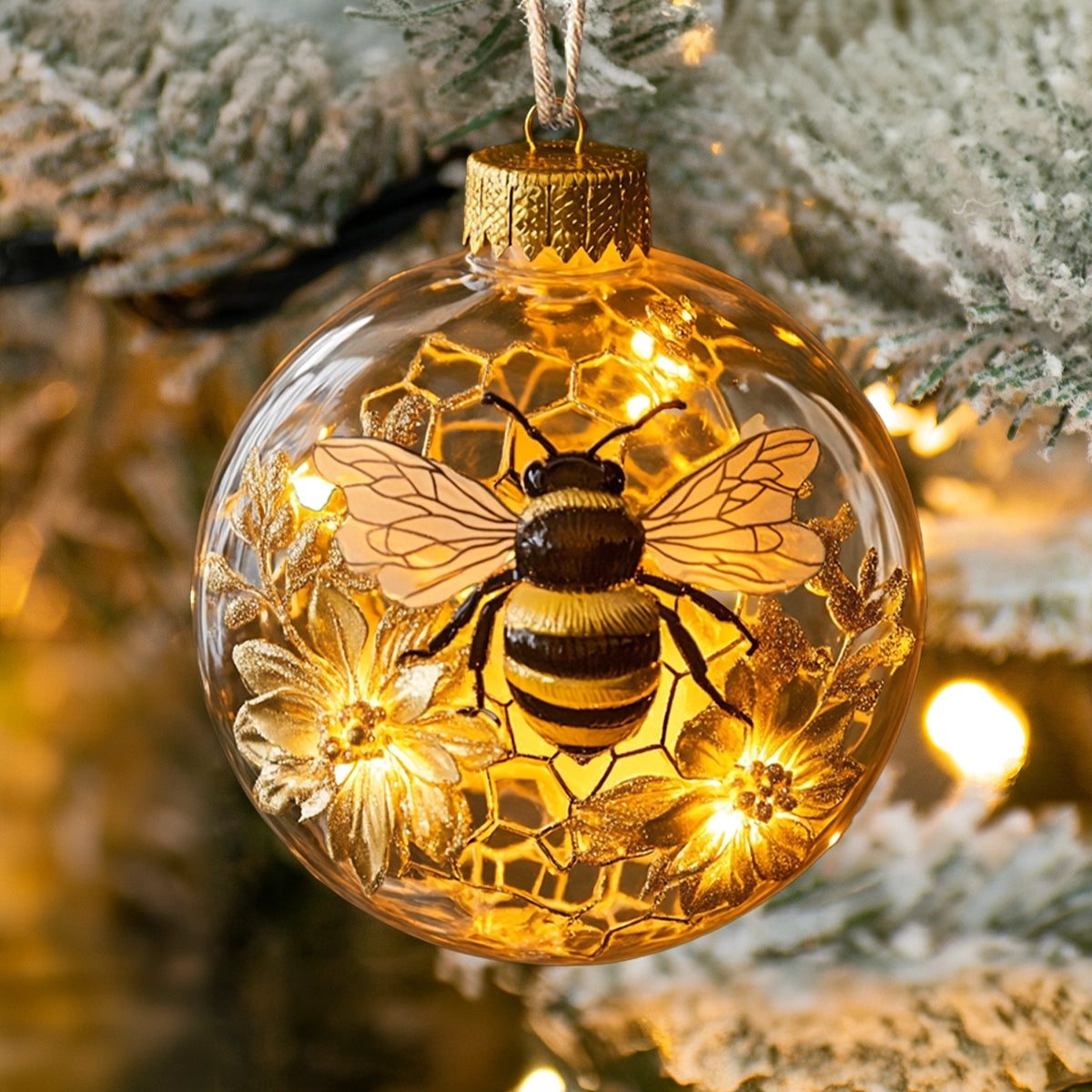 Glänzendes 2D-Acryl-Ornament „Bee-Loved Christmas“ 