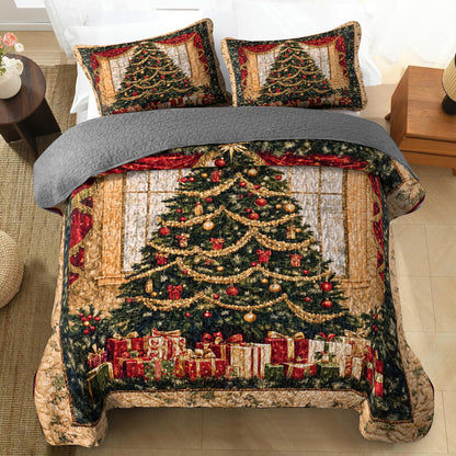 Shineful All Season Quilt 3-Piece Set Christmas Tree Holiday