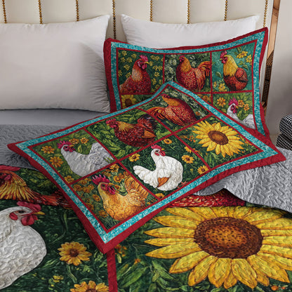 Shineful All Season Quilt 3-Piece Set Sunflower Chicken