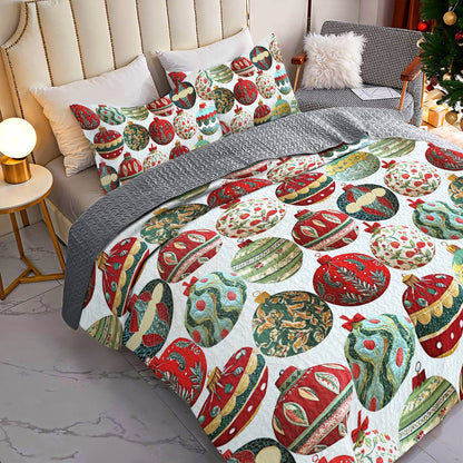 Shineful All Season Quilt 3-teiliges Set mit Weihnachtsornamenten