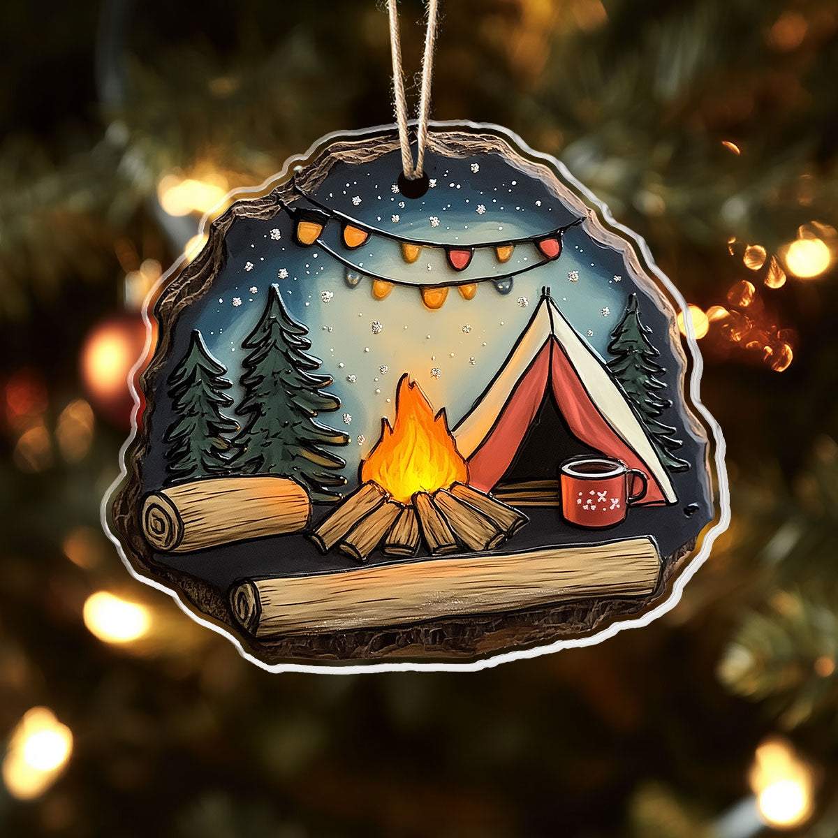 Shineful 2D Acrylic Ornament - Cozy Campfire