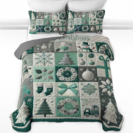 Shineful All Season Quilt 3-Piece Set - Frosty Cheer Christmas