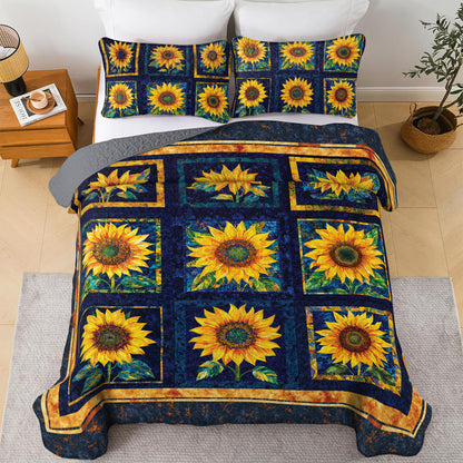 Shineful All Season Quilt 3-Piece Set -  Sunflowers Bloom Brilliantly