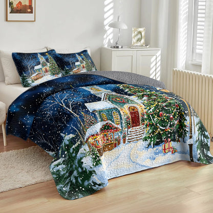 Shineful All Season Quilt 3-Piece Set - Christmas Church Serenity