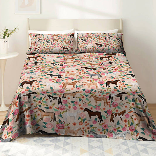 Ensemble de draps Shineful 4 pièces Cheval Blooming