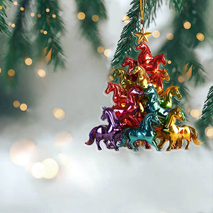 Shineful 2D Acrylic Ornament Colorful Horses Christmas Tree