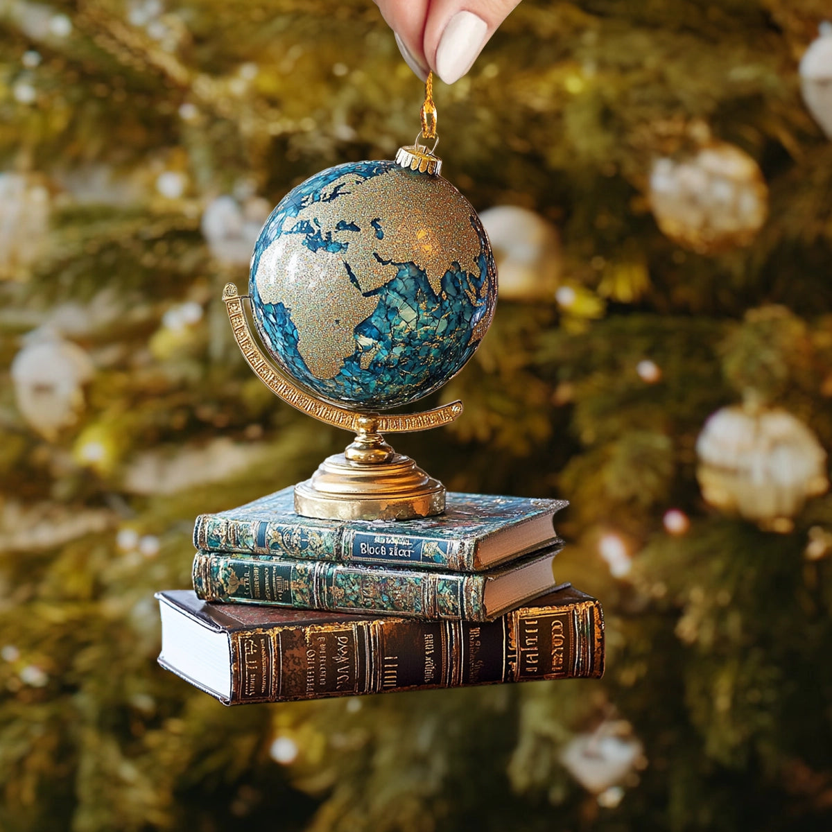 Shineful 2D Acrylic Ornament Globe Trotter’s Library