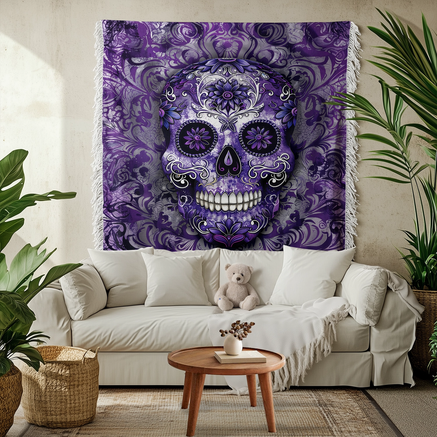 Shineful Woven Tapestry Throw Blanket - Gorgeous Mandala Skull