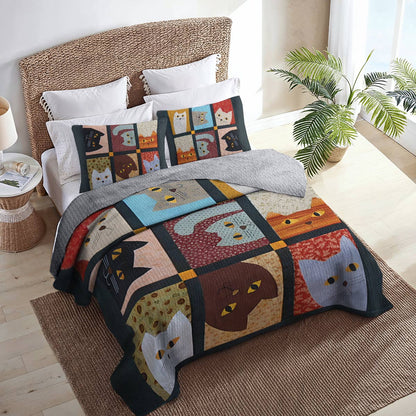 Shineful All Season Quilt 3-Piece Set Feline Fun