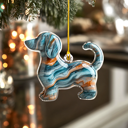 Shineful 2D Acrylic Ornament Festive Fluid Dachshund Delight