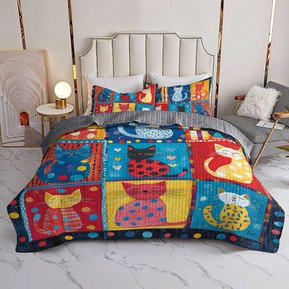 Shineful All Season Quilt 3-Piece Set Purrfect Pals