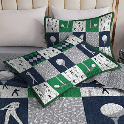 Shineful All Season Quilt 3-Piece Set Golf Patchwork