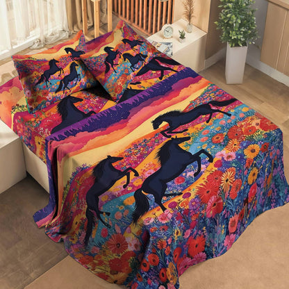 Shineful 4-Piece Bed Sheet Colorful Horses