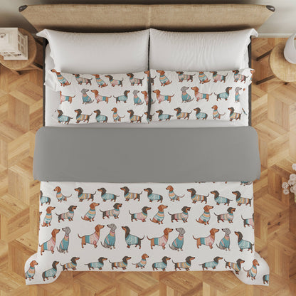 Shineful 3 Pieces Duvet Cover Set Playful Dachshunds