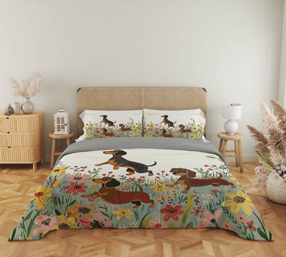 Shineful 3 Pieces Duvet Cover Set Dachshund Delight