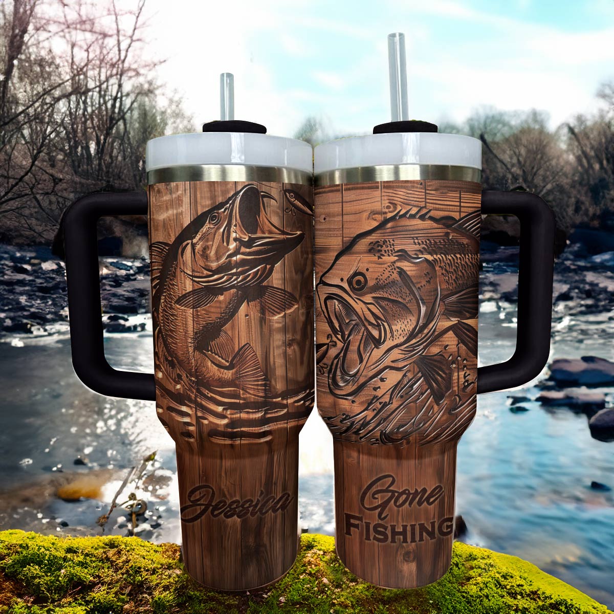 Shineful Tumbler Personalized Gone Fishing