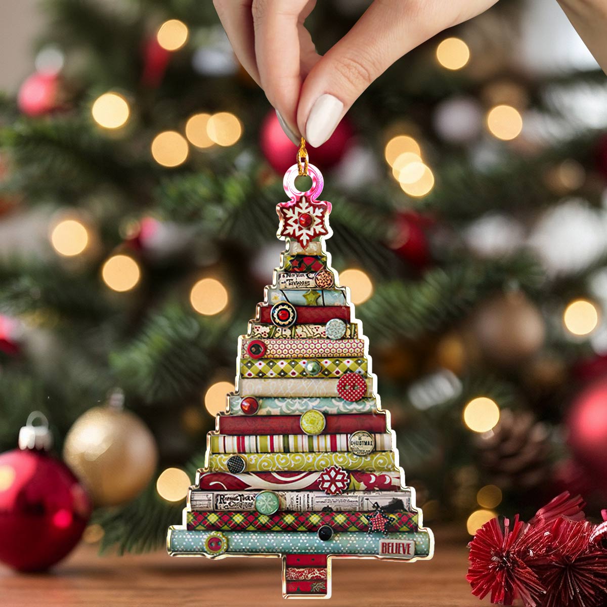 Shineful 2D Acrylic Ornament Fabric Stack Tree