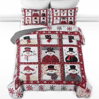 Shineful All Season Quilt 3-Piece Set Charming Snowman Friends