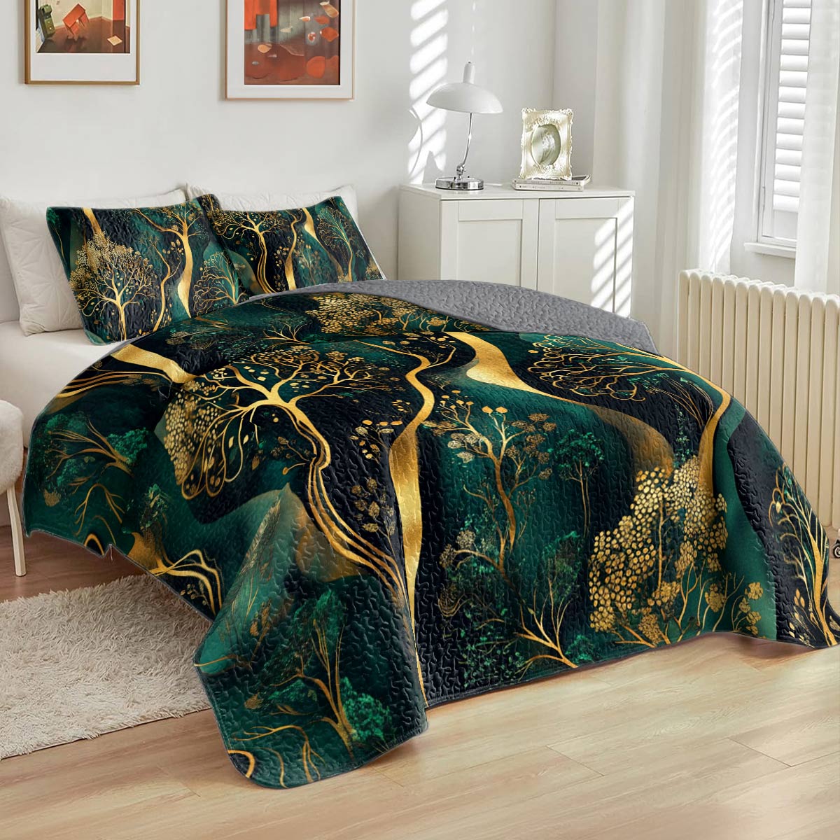 Shineful All Season Quilt 3-Piece Set Emerald Dreams