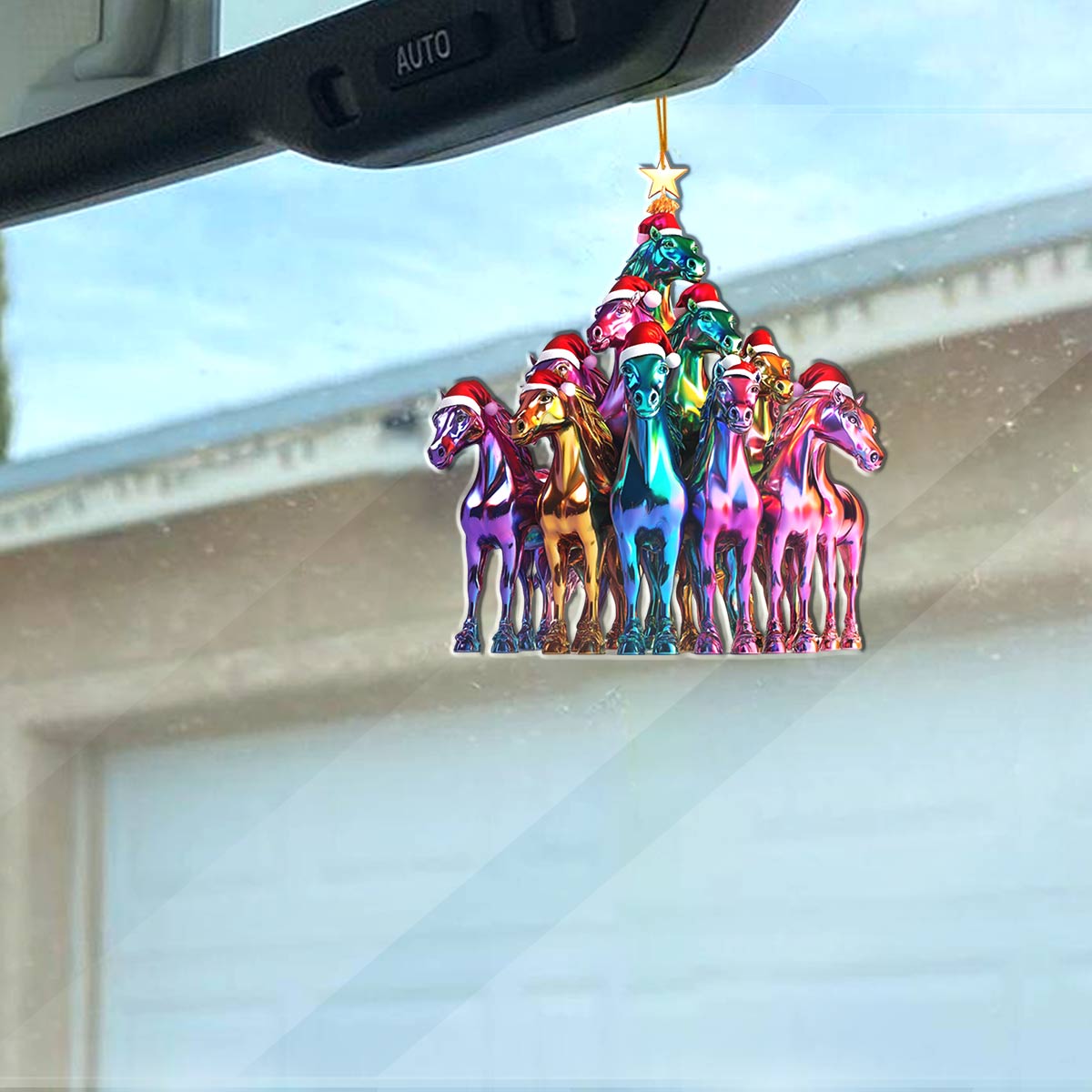 Shineful 2D Acrylic Ornament Amazing Christmas Tree Horses