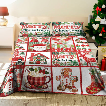 Shineful 4-Piece Bed Sheet Set Merry Chistmas