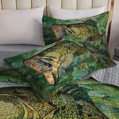 Shineful All Season Quilt 3-Piece Set Strength Largemouth Bass