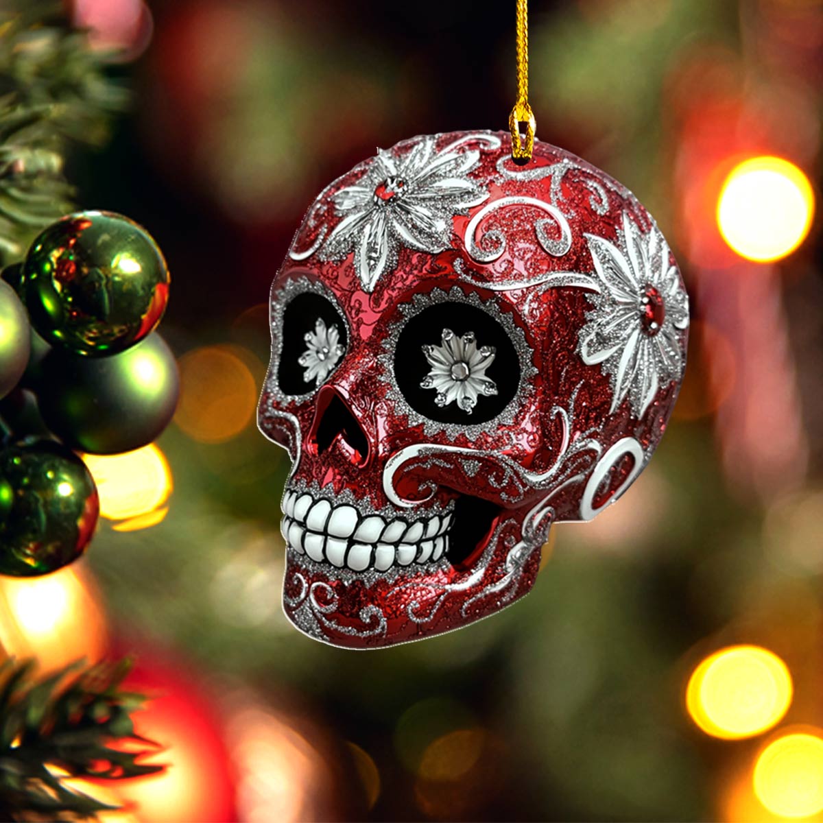 Shineful 2D Acrylic Ornament Red Sugar Skull