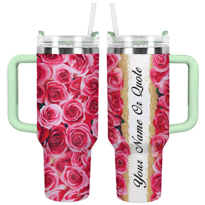 Shineful Tumbler Pink Rose With Glitter