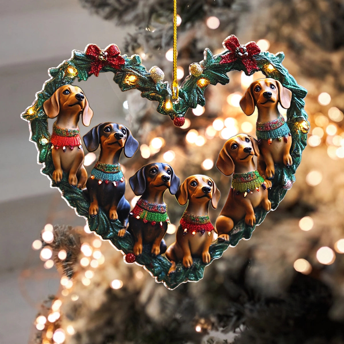 Shineful 2D Acrylic Ornament Dachshund Delight Christmas Heart