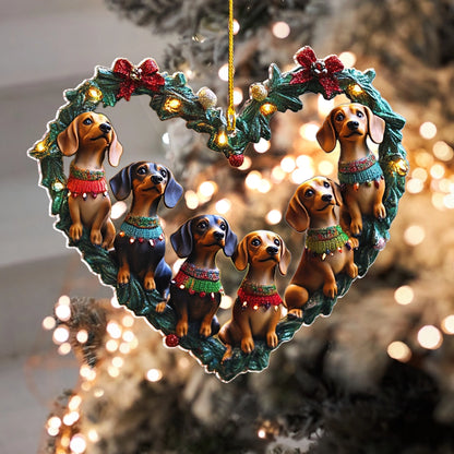 Shineful 2D Acrylic Ornament Dachshund Delight Christmas Heart