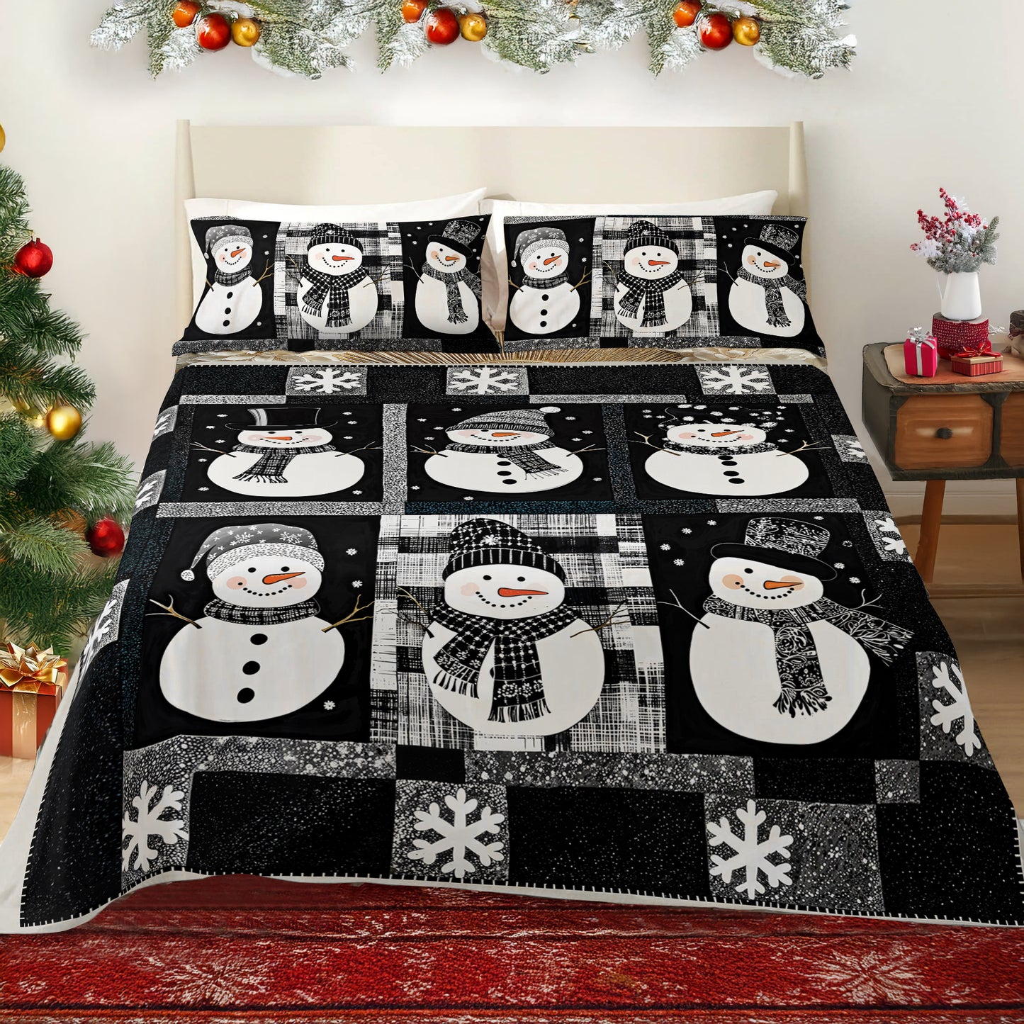 Ensemble de draps Shineful 4 pièces - Bonhomme de neige mignon