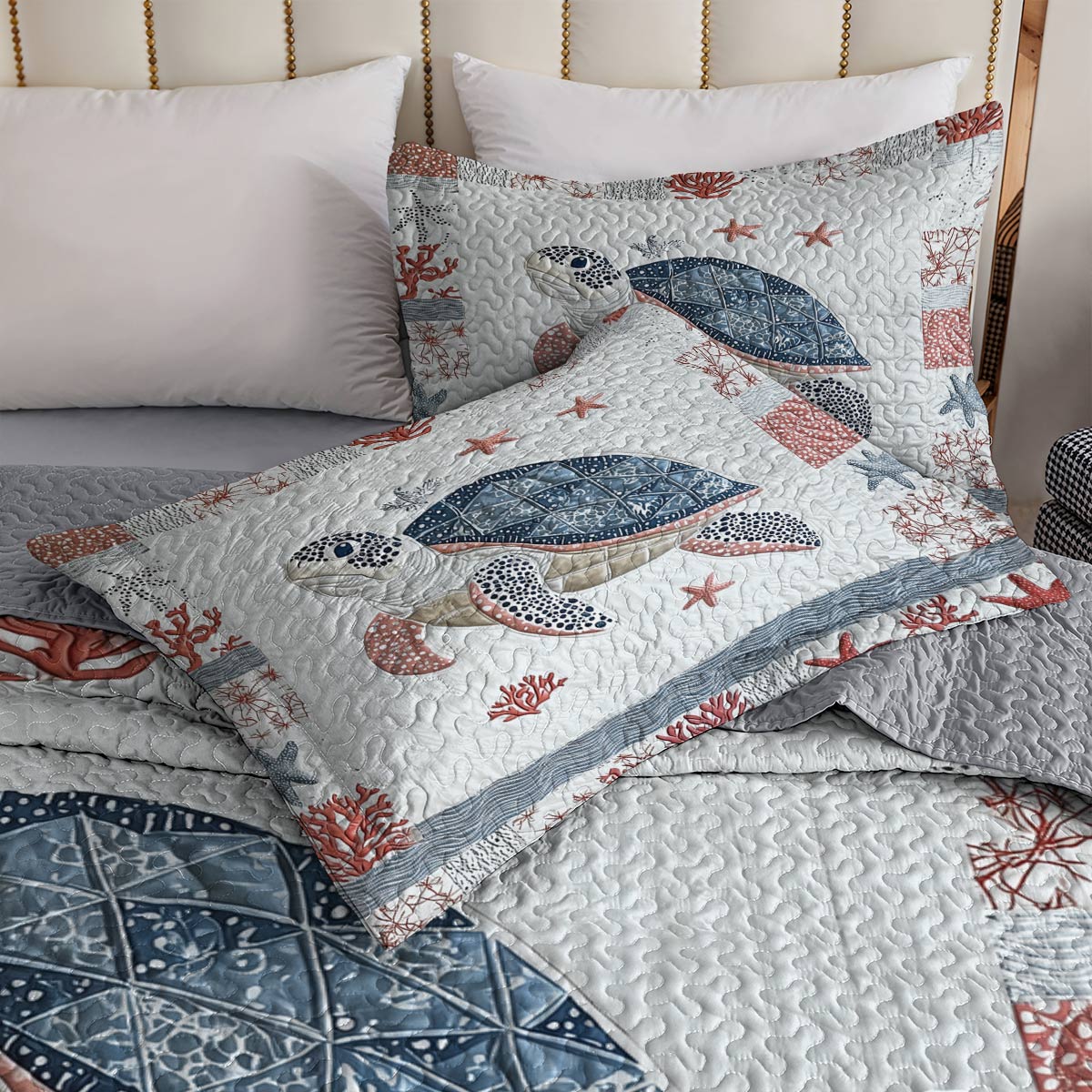 Shineful All Season Quilt 3-Piece Set - Oceanic Star Turtle