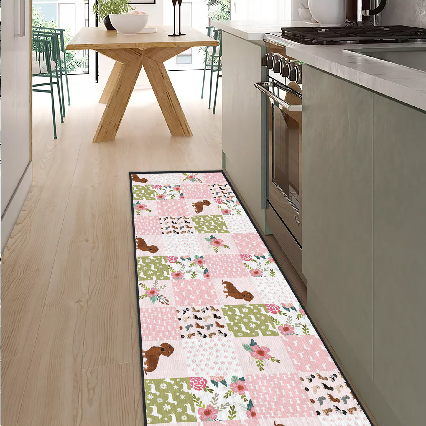 Shineful Ultra-Thin Non Skid Floor Mat, Kitchen Rugs Dachshund Dreams