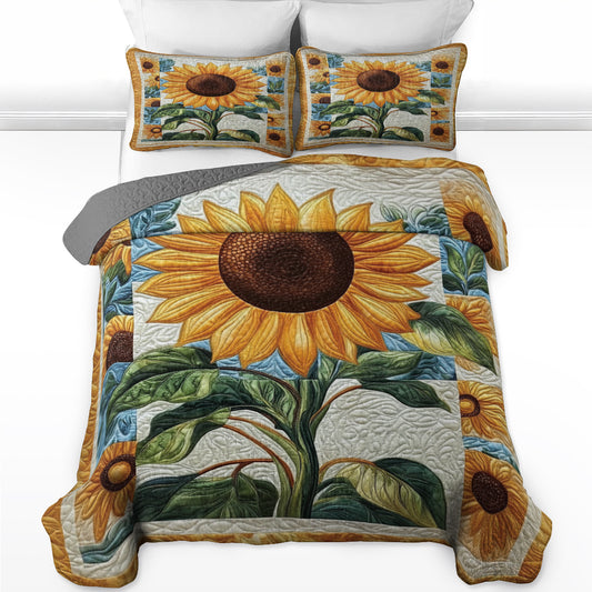 Ensemble de courtepointe toutes saisons Shineful 3 pièces - Sunflower Bliss