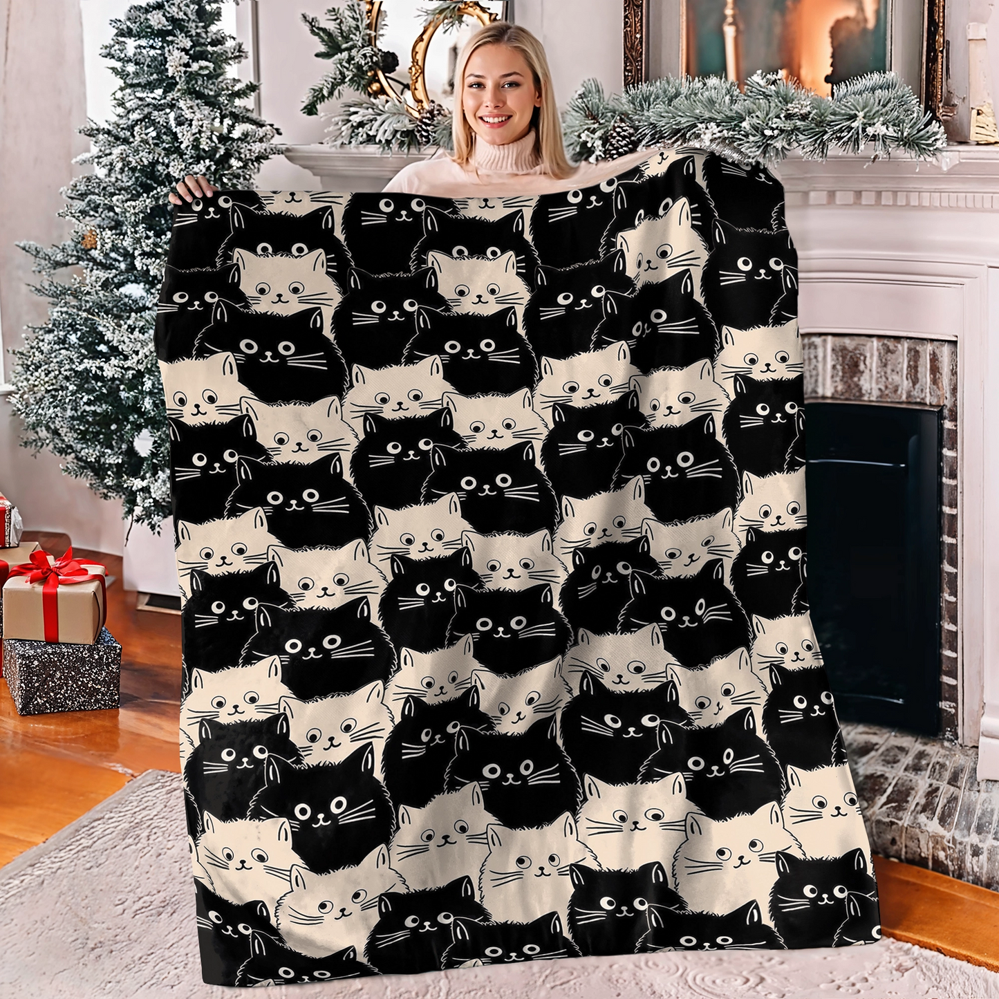 Shineful Fleece Blanket Cute Face Cats