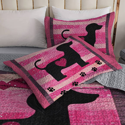 Shineful All Season Quilt 3-Piece Set Pink Dachshund