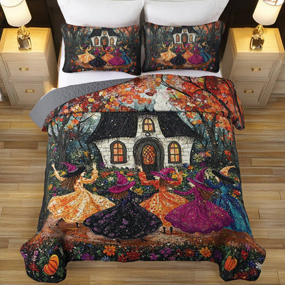 Shineful All Season Quilt 3-Piece Set Dancing Witches