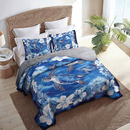 Shineful All Season Quilt 3-Piece Set Sea Turtle Paradise