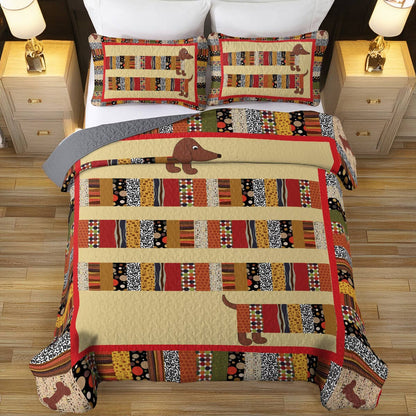 Shineful All Season Quilt 3-Piece Set Dachshund Fun