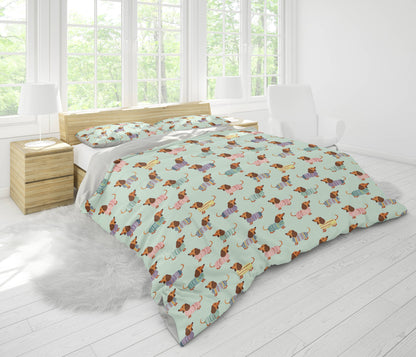 Shineful 3 Pieces Duvet Cover Set Colorful Dachshunds