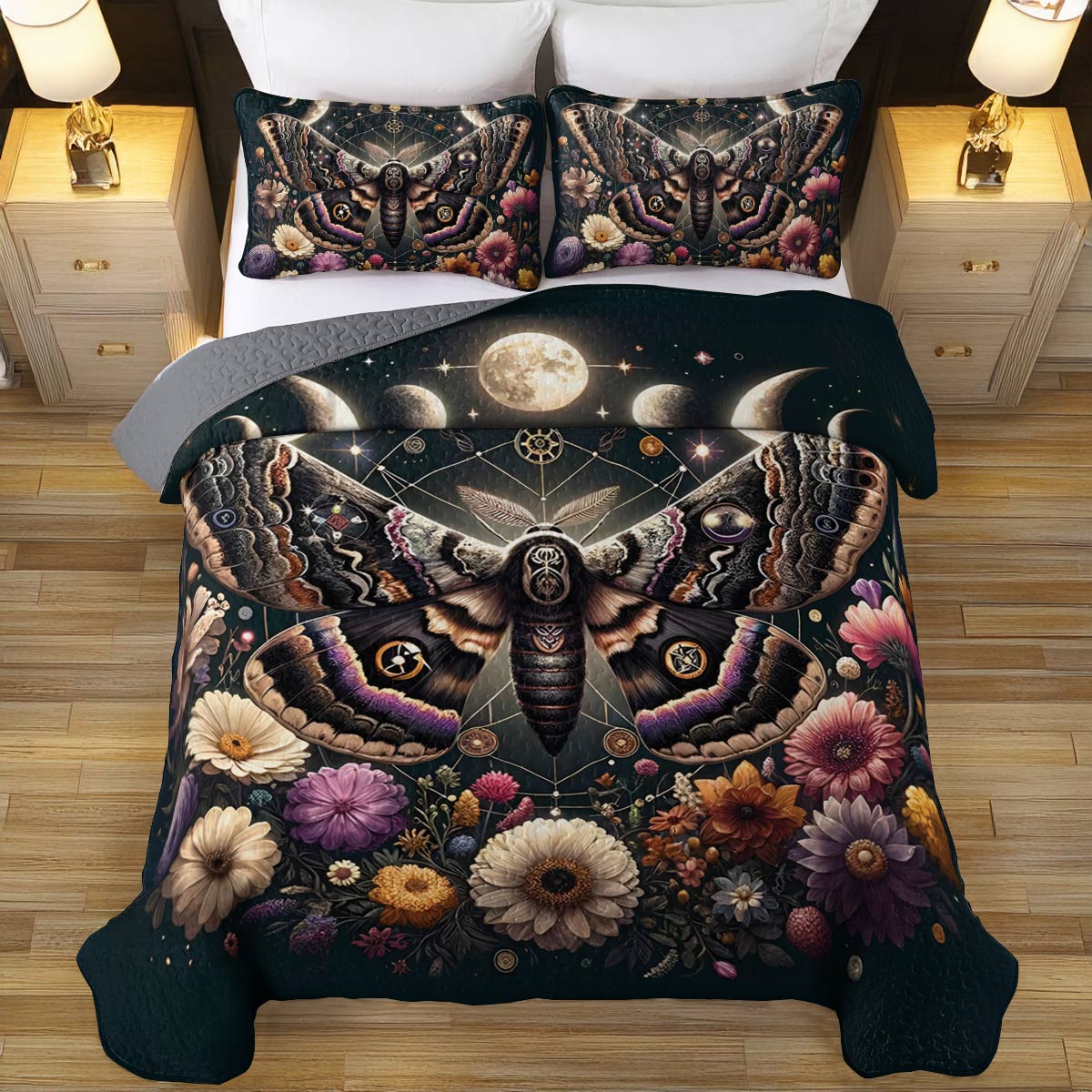 Shineful All Season Quilt 3-Piece Set Celestial Moth